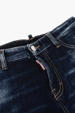 Shorts in Denim Stretch con Patch Logo sul Retro