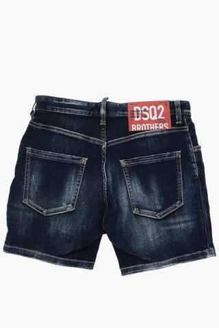 Shorts in Denim Stretch con Patch Logo sul Retro