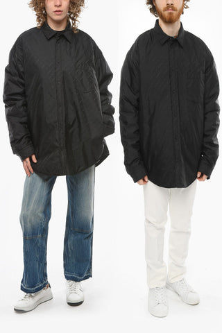 Nylon Quilted UNISEX Over Shirt with Monogram Print