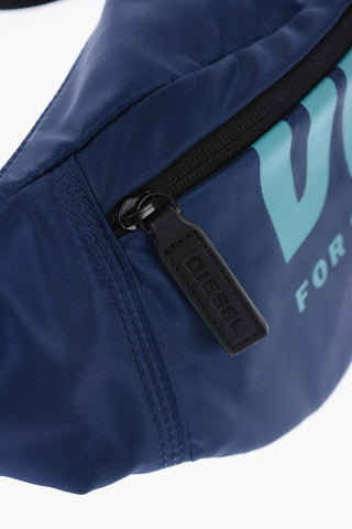 Solid Color Maxi Bum Bag with Printed Contrasting Logo