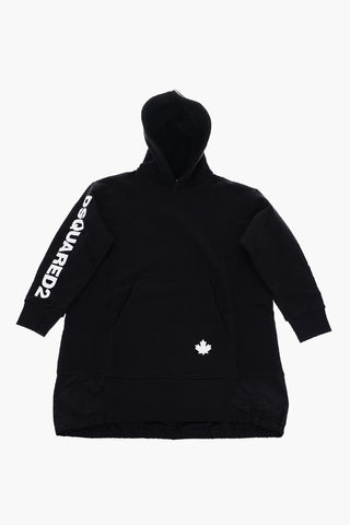 Sweat Dress with Patch Pocket and Hood