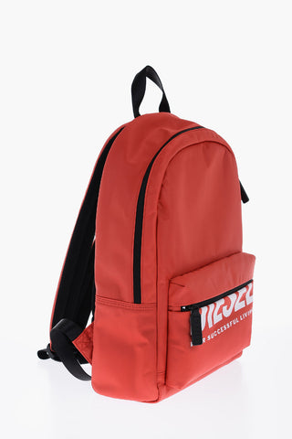 Solid Color Backpack with Printed Contrasting Logo