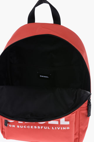 Solid Color Backpack with Printed Contrasting Logo