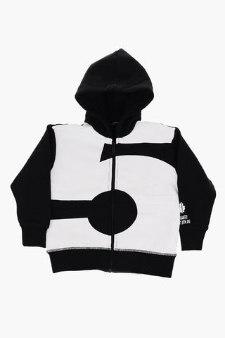 Two-Tone Sweatshirt with Hood and Zip Closure