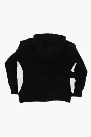 Felpa Bicolore con Cappuccio e Chiusura Zip