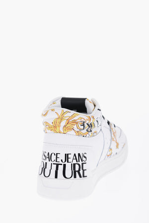 JEANS COUTURE Leather High-top Sneakers STARLIGHT with Baroque Print
