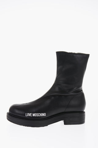 LOVE Stivaletti in Ecopelle con Chiusura Zip e Stampa Logo 4,5cm