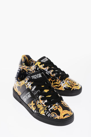 JEANS COUTURE Baroque Motif Patent Leather BROOKLYN Low-Top Sneakers