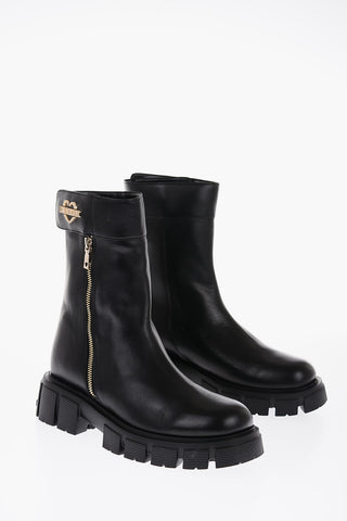 LOVE Leather Booties with Golden Details