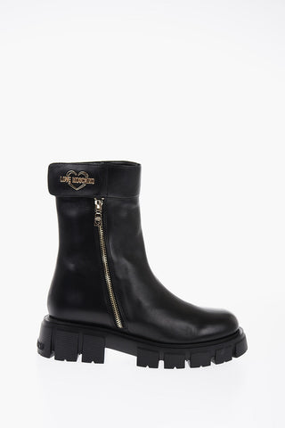 LOVE Leather Booties with Golden Details