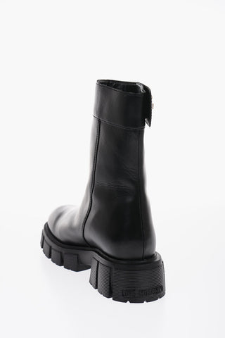 LOVE Leather Booties with Golden Details
