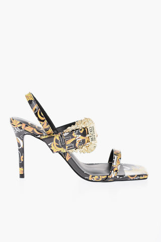 JEANS COUTURE Baroque Motif Faux Leather EMILY Sandals with Square Toe 10cm