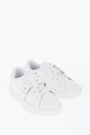 JEANS COUTURE Sneakers Basse in Pelle con Maxi Fibbia Decorativa