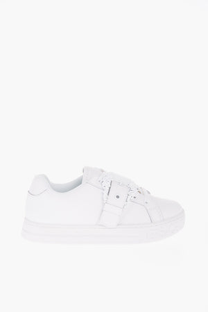 JEANS COUTURE Sneakers Basse in Pelle con Maxi Fibbia Decorativa
