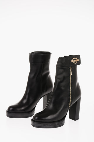 LOVE Leather Boots with Golden Details and Heel 11cm