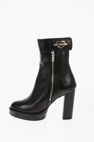 LOVE Leather Boots with Golden Details and Heel 11cm