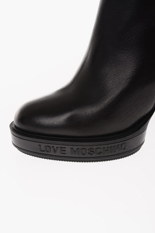 LOVE Leather Boots with Golden Details and Heel 11cm
