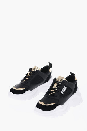 JEANS COUTURE Sneakers SPEEDTRACK In Pelle con Dettagli Dorati 7cm