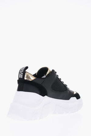 JEANS COUTURE Sneakers SPEEDTRACK In Pelle con Dettagli Dorati 7cm