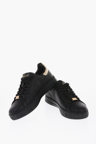 JEANS COUTURE Sneakers Basse in Pelle Martellata con Monogram Dorati