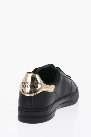 JEANS COUTURE Sneakers Basse in Pelle Martellata con Monogram Dorati