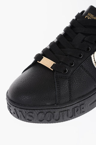 JEANS COUTURE Sneakers Basse in Pelle Martellata con Monogram Dorati