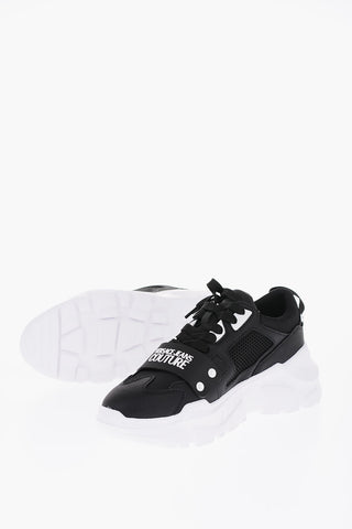 JEANS COUTURE Leather and Fabric SPEEDTRACK Sneakers with Mesh Detail on the Sides 6cm