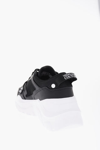 JEANS COUTURE Leather and Fabric SPEEDTRACK Sneakers with Mesh Detail on the Sides 6cm