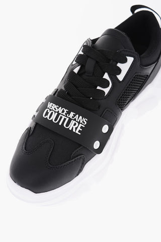 JEANS COUTURE Leather and Fabric SPEEDTRACK Sneakers with Mesh Detail on the Sides 6cm