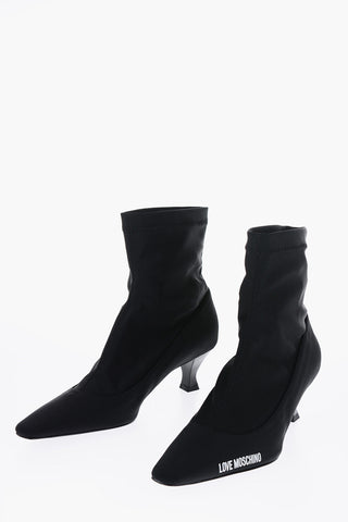 LOVE Solid Color Sock Boots with Printed Contrasting Logo 6cm