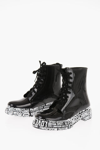 LOVE Polished Rubber MARTA30 Booties With All-Over Logo Sole 4cm