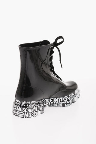 LOVE Polished Rubber MARTA30 Booties With All-Over Logo Sole 4cm