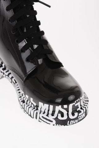 LOVE Polished Rubber MARTA30 Booties With All-Over Logo Sole 4cm