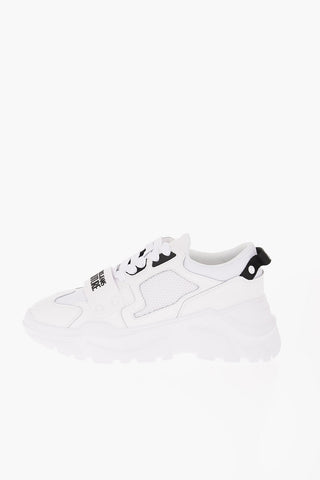 JEANS COUTURE Leather and Fabric SPEEDTRACK Sneakers with Mesh Detail on the Sides 