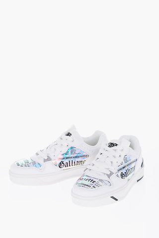 Faux Leather Low-Top Sneakers with Iridescent Details