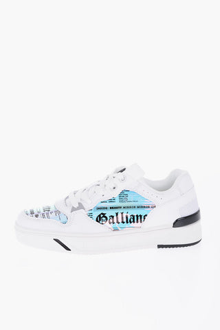 Faux Leather Low-Top Sneakers with Iridescent Details