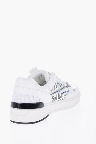 Faux Leather Low-Top Sneakers with Iridescent Details