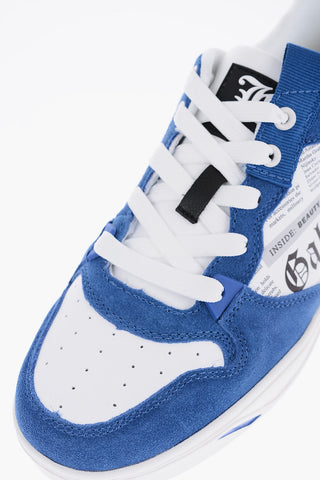 Sneakers Basse con Dettagli in Suede con Stampa in Lettering
