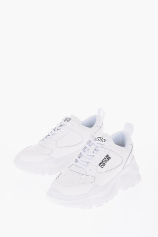 JEANS COUTURE Solid Color Leather SPEEDTRACK Sneakers with Embossed Logo 7cm