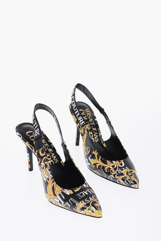 JEANS COUTURE Baroque Motif Faux Leather Slingback 9,5cm