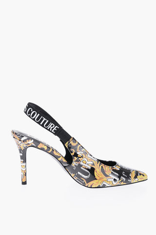 JEANS COUTURE Baroque Motif Faux Leather Slingback 9,5cm