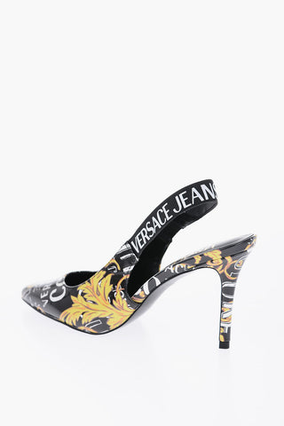 JEANS COUTURE Baroque Motif Faux Leather Slingback 9,5cm