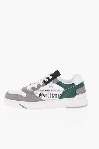 Suede Details Low-Top Sneakers with Lettering Print