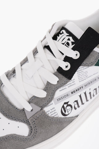 Suede Details Low-Top Sneakers with Lettering Print