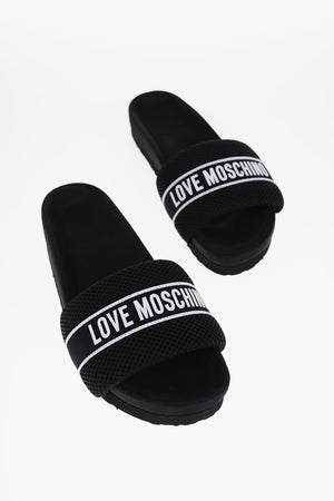 LOVE Solid Color Fabric Slides with Embroidered Logo