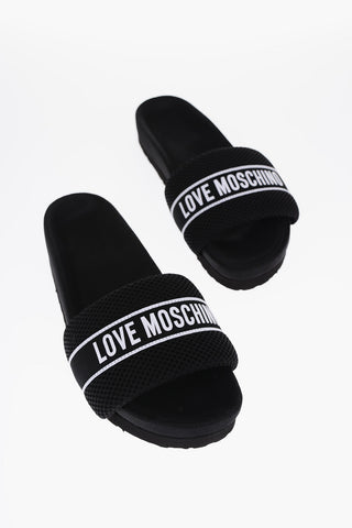 LOVE Solid Color Fabric Slides with Embroidered Logo