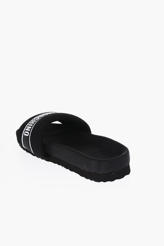 LOVE Solid Color Fabric Slides with Embroidered Logo