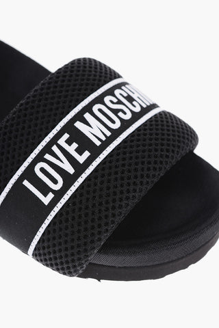 LOVE Solid Color Fabric Slides with Embroidered Logo