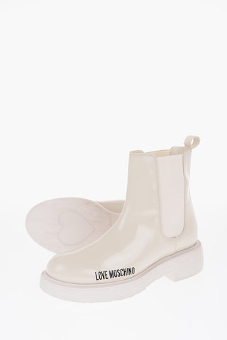LOVE Patent Leather Chelsea Boots with Printed Logo 4cm