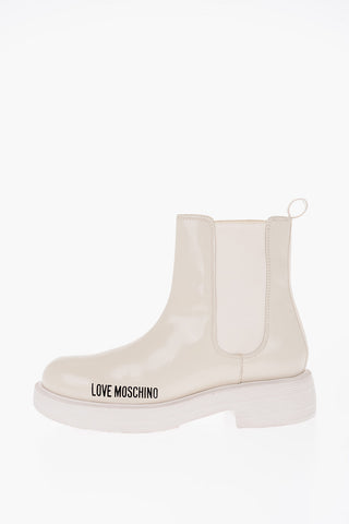 LOVE Patent Leather Chelsea Boots with Printed Logo 4cm